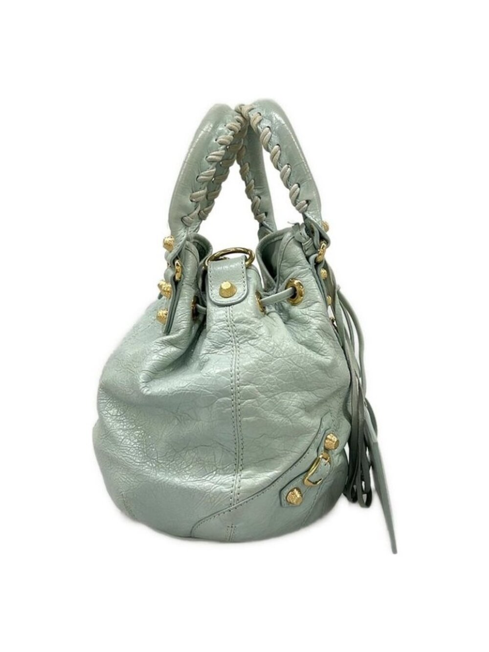 Balenciaga Handbag Giant Mini Pom Light Blue Leather - Picture 2 of 15